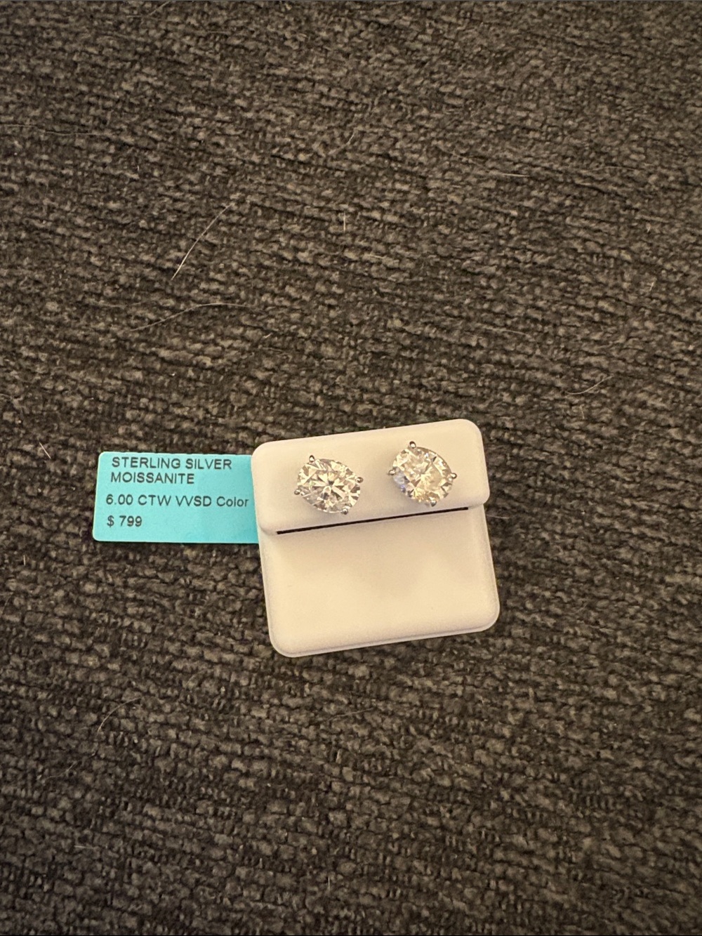 Sterling Silver Moissanite Stud Earrings - Sparkling White